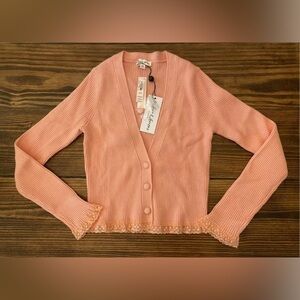 NWT FL&L VS Nina Ribbed Lace Cardigan EXTRA SMALL XS